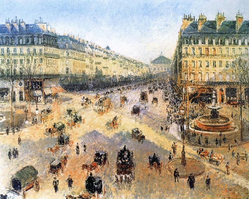 Camille Pissarro Theater Square, the French winter morning Norge oil painting art